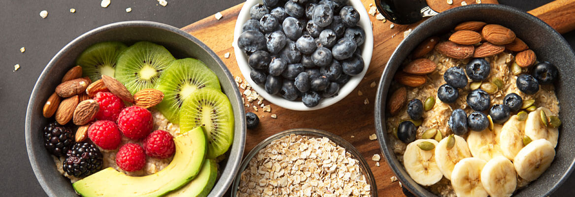 Foods for a Healthy Heart bowls of various fruits and nuts