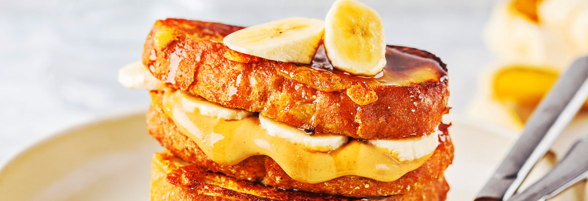 nice plate of Peanut Butter and Banana French Toast