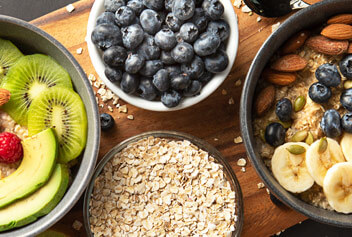 Foods for a Healthy Heart bowls of various fruits and nuts